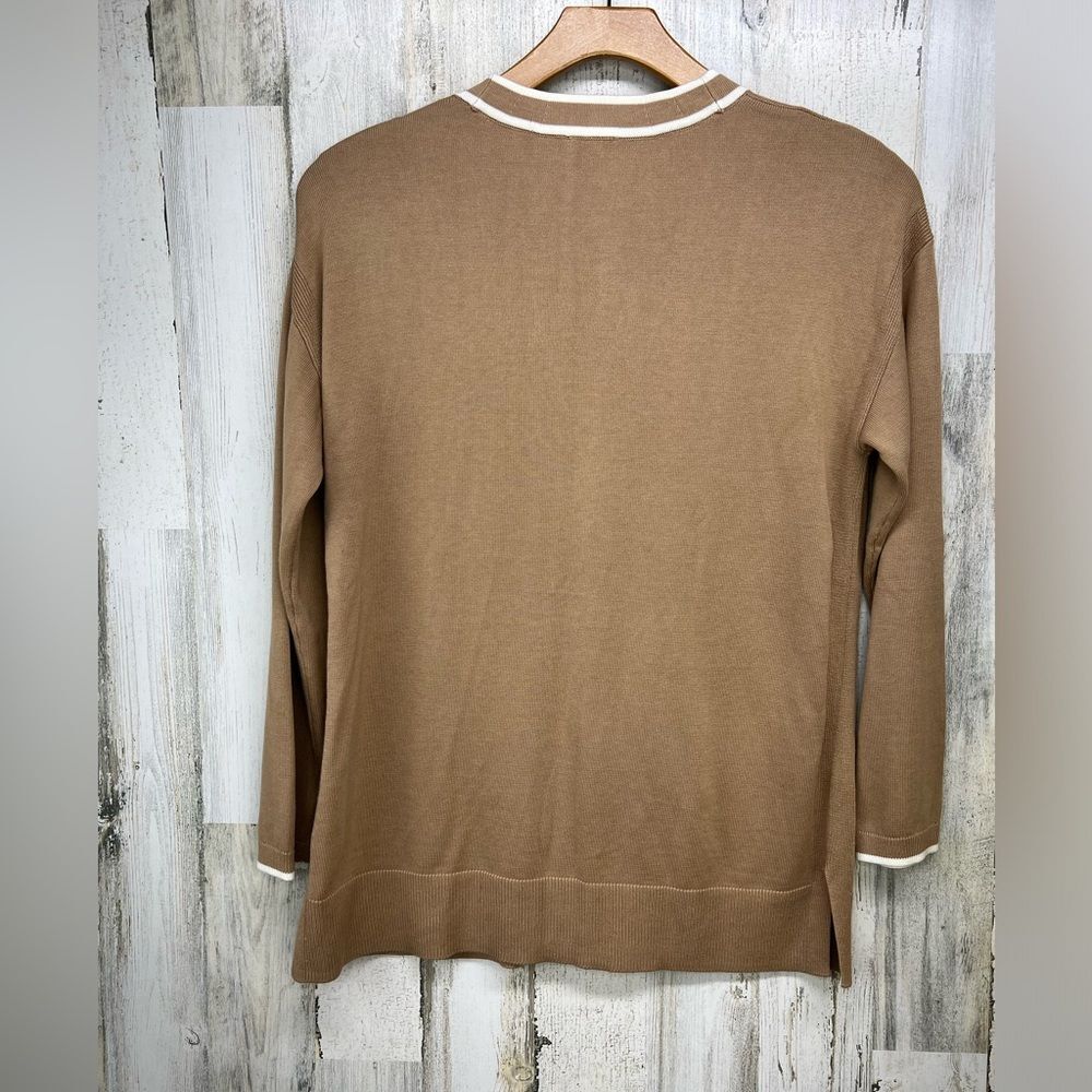 Talbots Brown Cardigan with White Trim - Picture 7 of 7